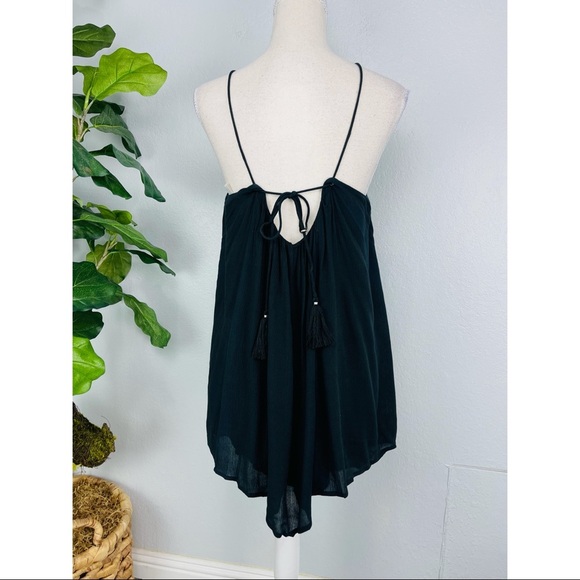 AMUSE SOCIETY Black Embellished Halter Top Loos Fit Open Back Summer Beach Dress - Picture 2 of 6